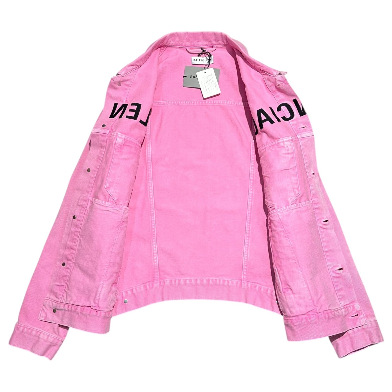 BALENCIAGA(バレンシアガ) 21SS Front Logo Dyed Pink Denim Jacket