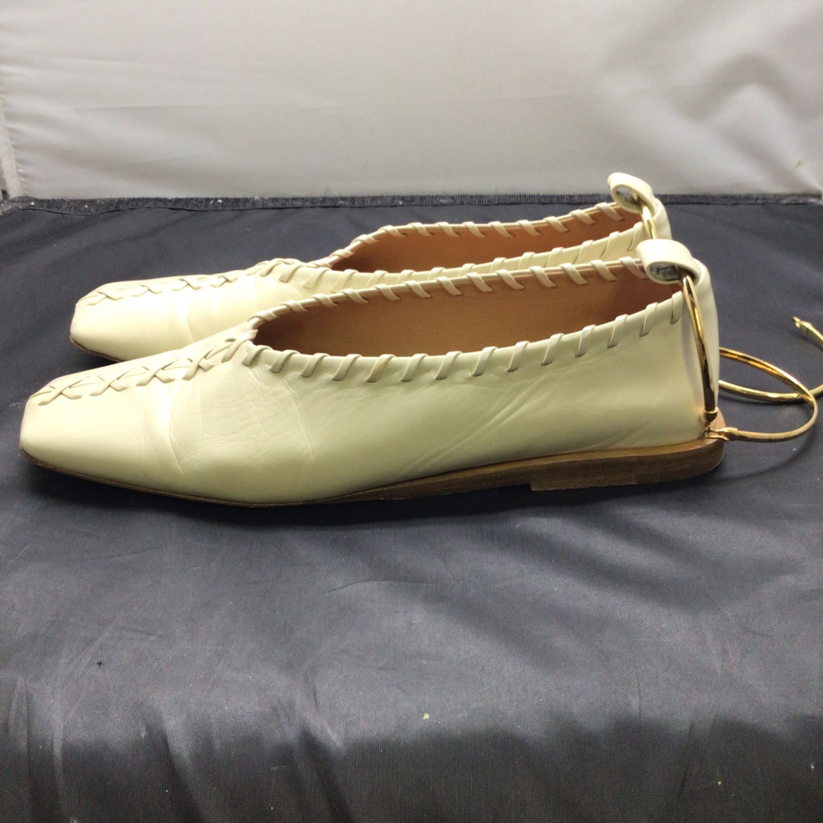 ジルサンダー JILSANDER アンクルリング ステッチ バレリーナ パンプス