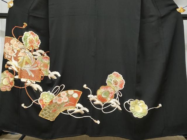 平和屋着物○豪華色留袖 鏡裏向い鳥花文 金彩 正絹 逸品 AABA0774ck