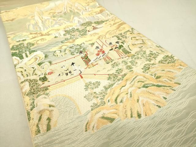 平和屋着物○龍村晋謹 六通柄袋帯 富貴祝慶錦 金糸 正絹 逸品