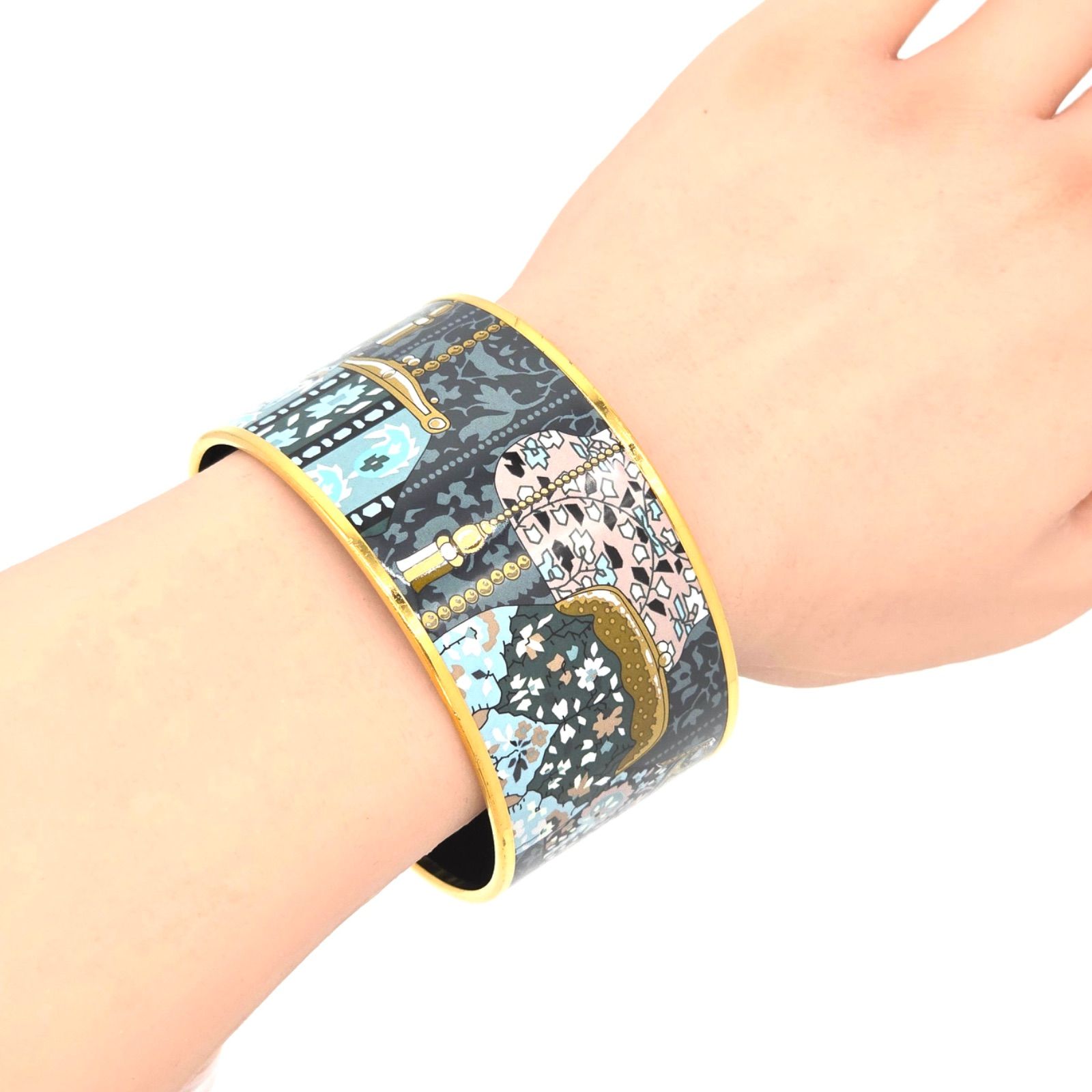 エルメス HERMES エマイユ バングル ブレスレット 象 ゾウ ブルー