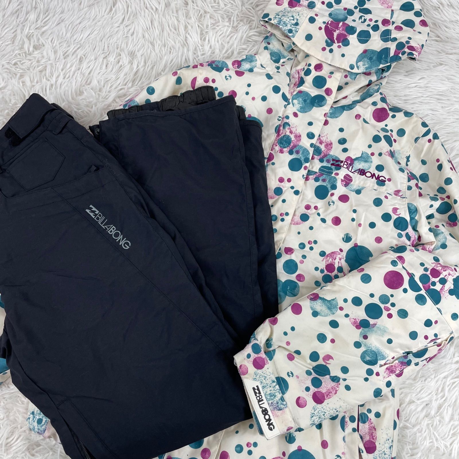 BILLABONG ビラボン スノーウェア セットアップ スキー スノボ Sサイズ 水玉 ドット柄 スキーパンツ 8k