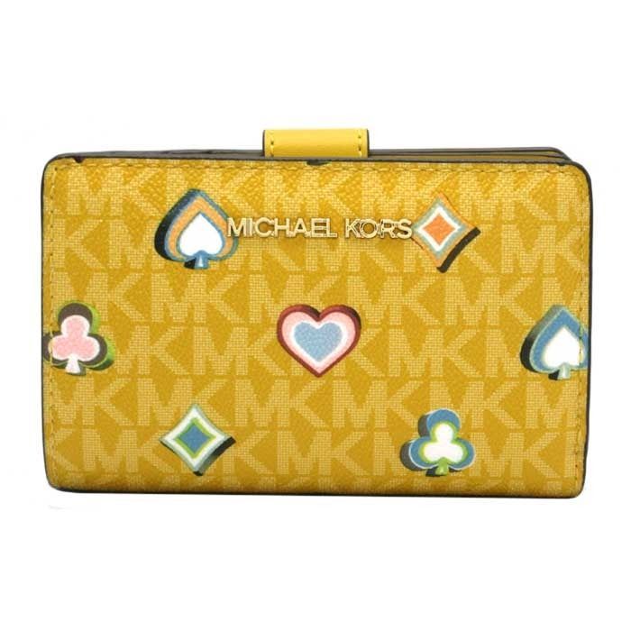 マイケルコース 35F5GTVF6U 財布 二つ折り財布 MICHAEL KORS JET SET TRAVEL MKシグネチャー トランプ ミディアム ウォレット アウトレット レディース
