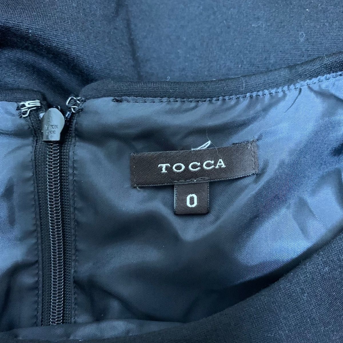 TOCCA(トッカ) ワンピース サイズ0 XS レディース美品 - 黒×ベージュ 半袖/ロング/リボン
