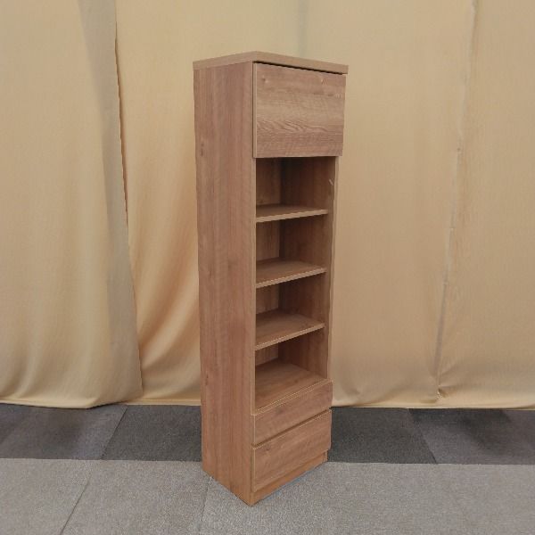 右開き ブラウン 天然木調オープンキャビネット