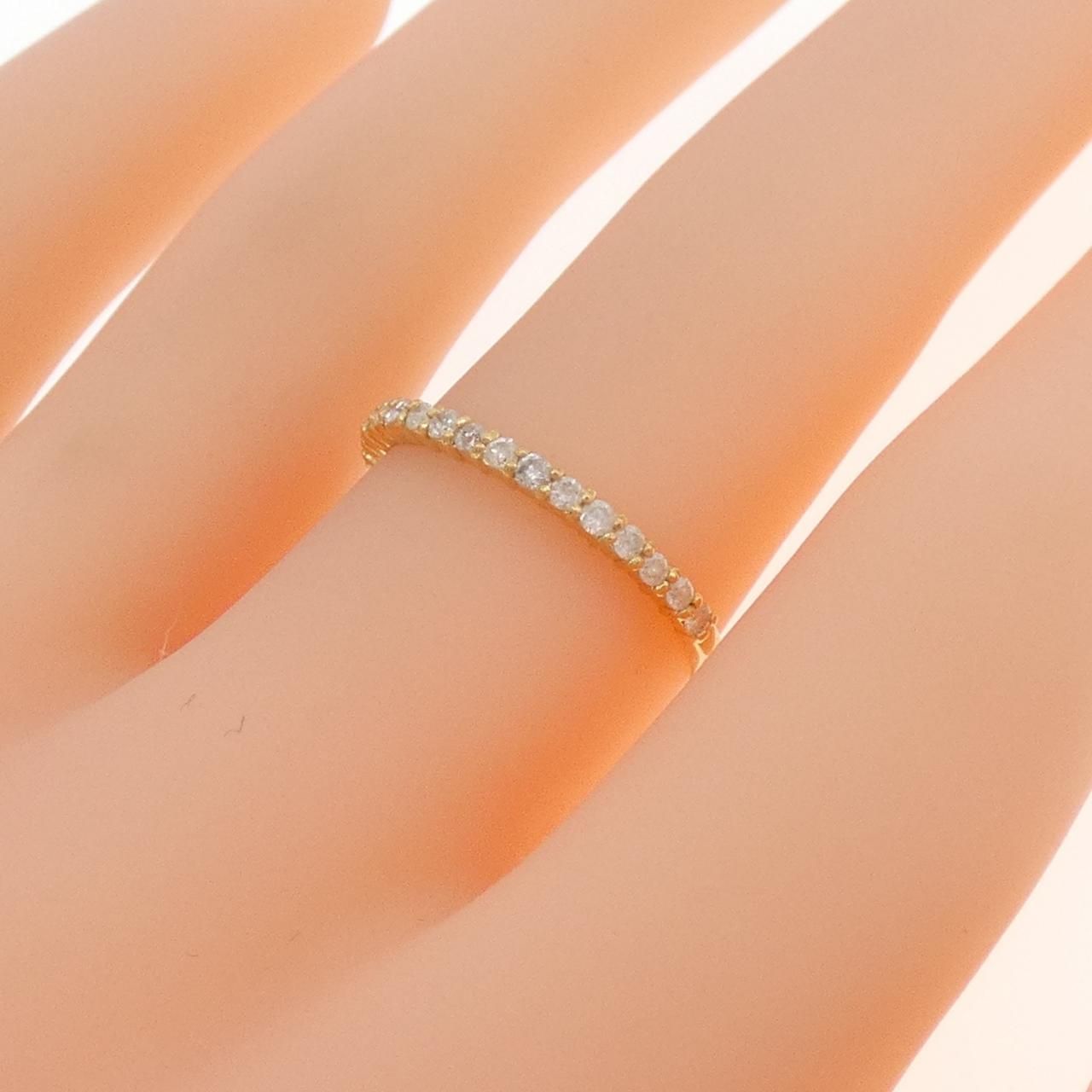 agete◎K18WGダイヤモンドリングハーフエタニティリングダイヤリング