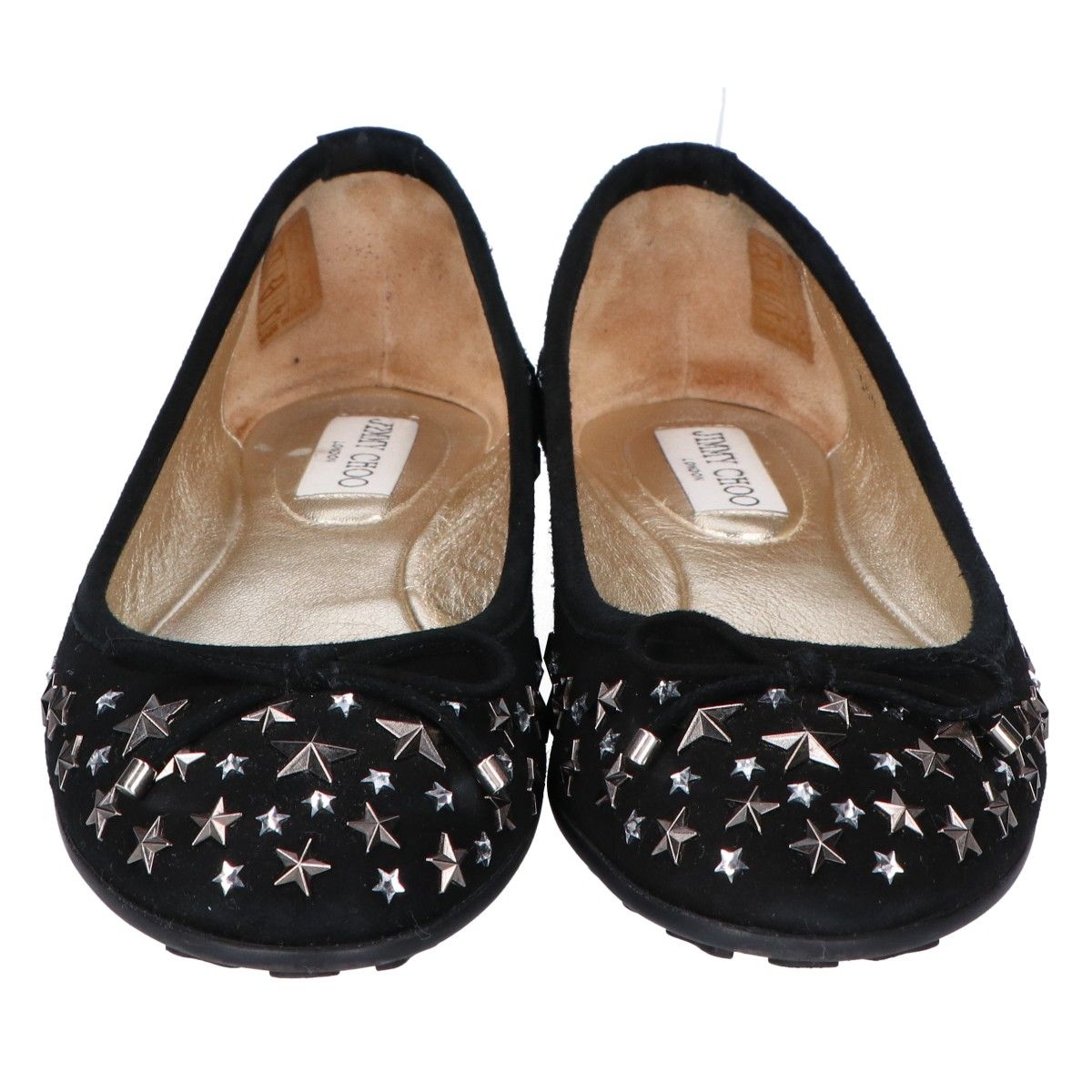 JIMMY CHOO ジミーチュウ スタッズ フラット パンプス 黒 22 JIMMY