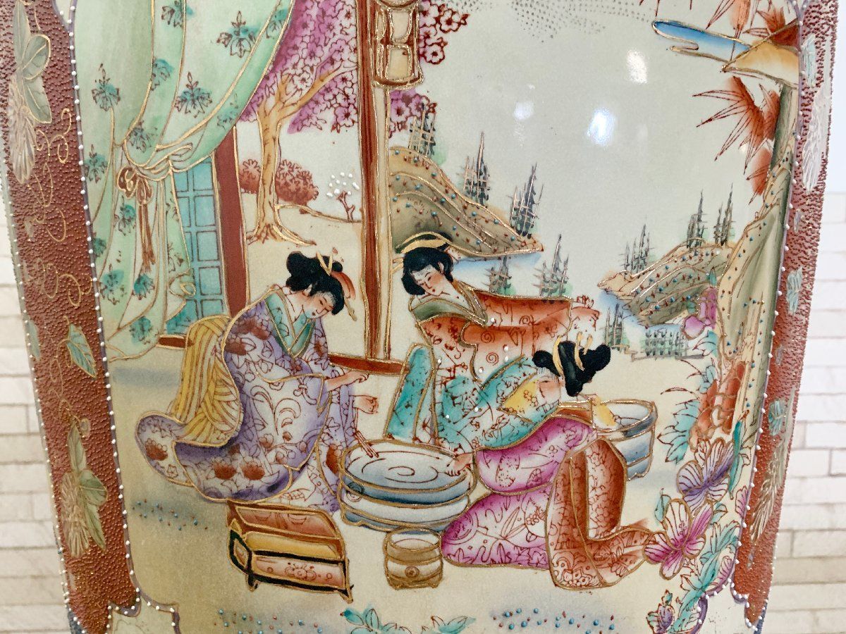 薩摩焼 特大 飾り壺 大壺 金襴手 金彩 薩摩焼 壺 飾壺 沈香壺 金彩