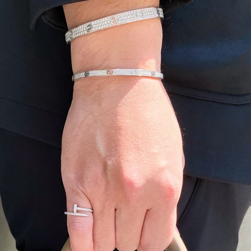 保証書付】カルティエ ラブブレス #19 WG ダイヤ 19 K18WG メンズ