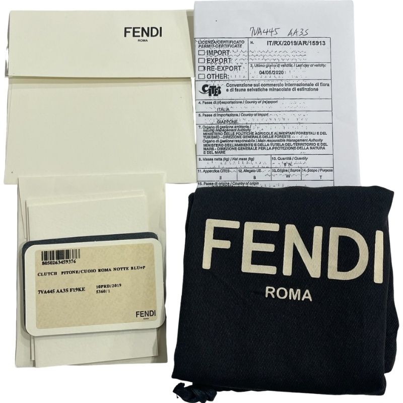FENDI フェンディ クラッチバッグ 7VA445 AA3S ブルー パイソン メンズ  