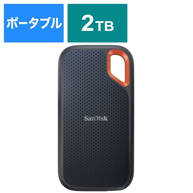 【新品 未使用 未開梱】サンディスク　外付けＳＳＤ　ＵＳＢ－Ｃ＋ＵＳＢ－Ａ接続　エクストリーム　Ｖ２　ブラック／オレンジ　［ポータブル型　／２ＴＢ］　SDSSDE61-2T00-J25