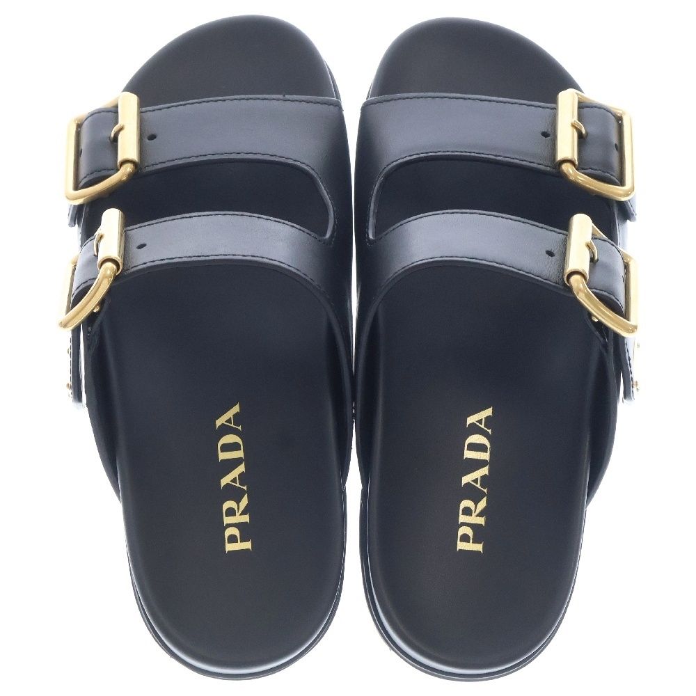PRADA (プラダ) トライアングルロゴプレート レザーサンダル ミュール 