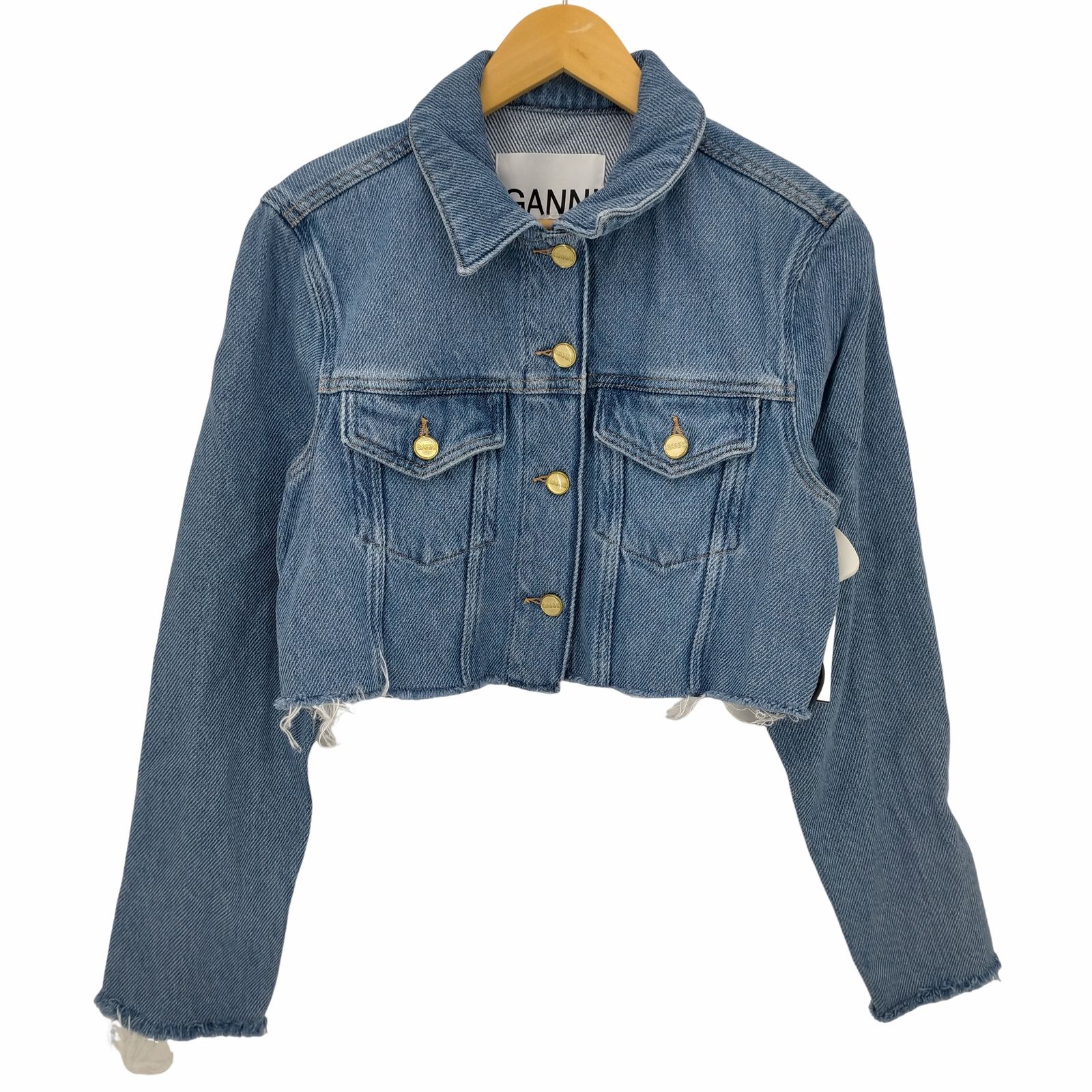 GANNI デニムジャケット GANNI】デニムジャケット Heavy Denim Cropped Trucker Jacket