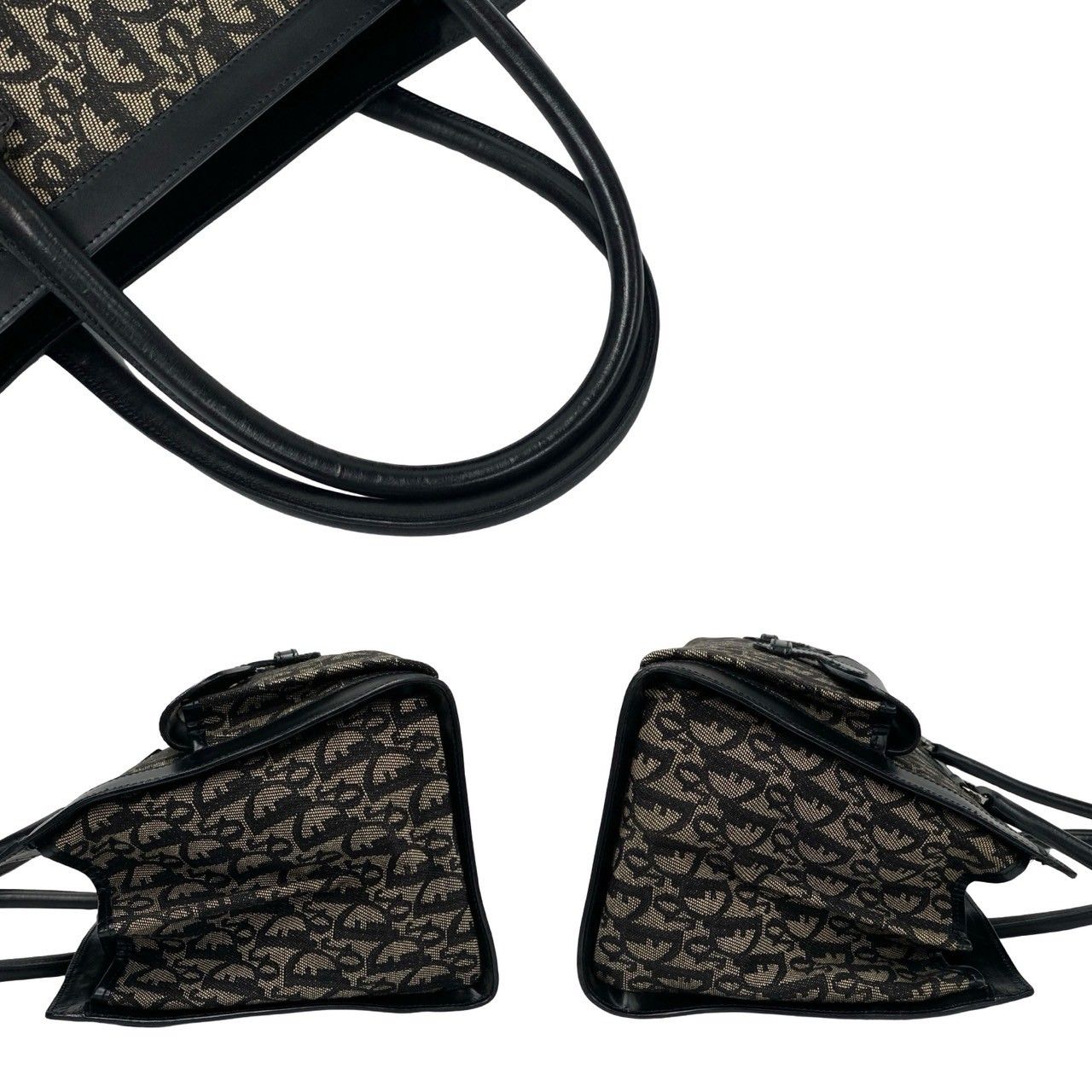 極 美品 Christian Dior ディオール トロッター ロゴ 柄 レザー