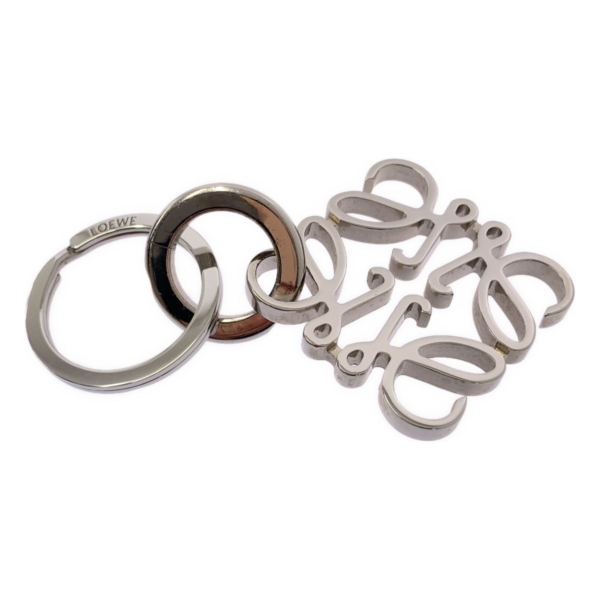 簡易清掃済み LOEWE ロエベ アナグラムロゴ チャーム キーホルダー キーリング シルバー