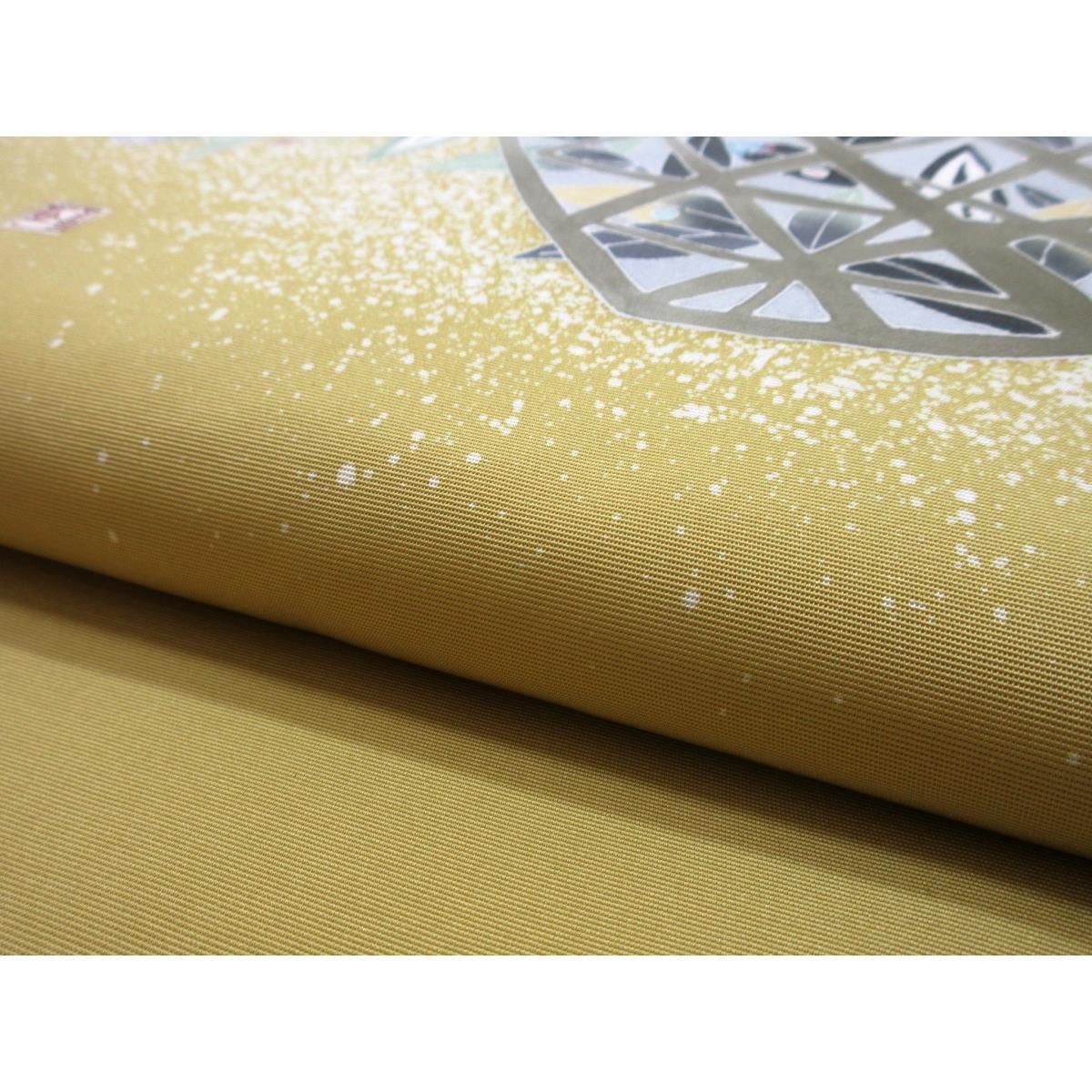 名古屋帯 美しい織模様 金糸 生成色 長尺 O-5377 帯のアトリエ花