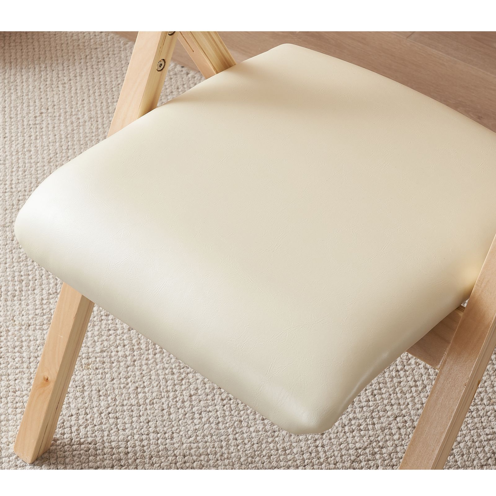 ベージュ ダイニングチェア PU 木製 椅子 完成品 介護チェア