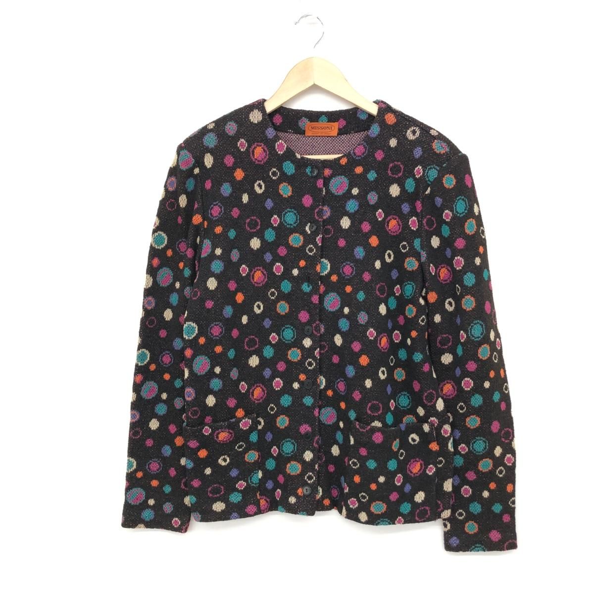 良好 MISSONI ミッソーニ カーディガン 大きいサイズ46 ブラック  