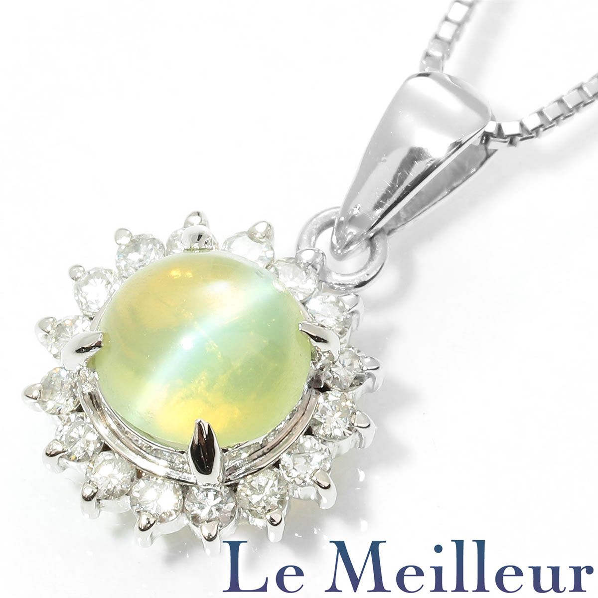 新品仕上済】 クリソベリルキャッツアイ 1.12ct ダイヤモンド プラチナ 