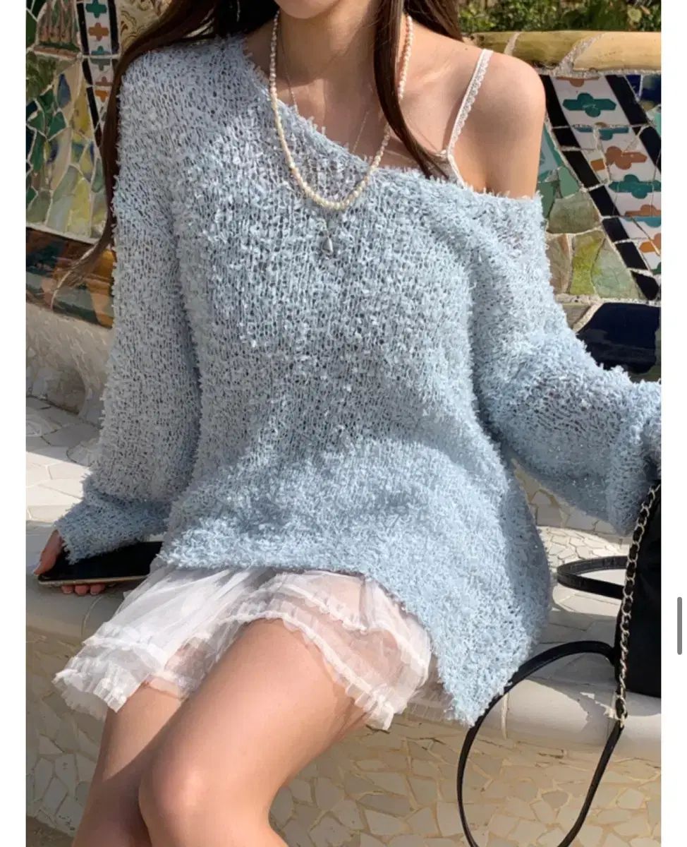 スカイブルー ニット