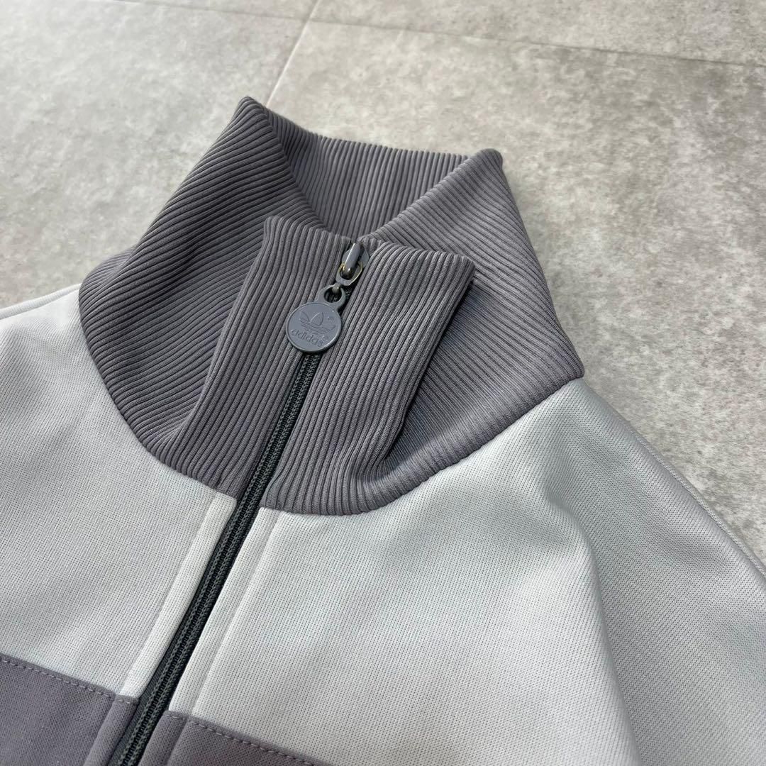 80s アディダス　トラックジャケット　ビンテージ　ジャージ　S グレー　古着 adidas - 美品80s】アディダス刺繍トラックジャケット古着