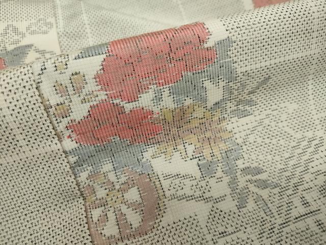 平和屋着物●本場大島紬　白大島　9マルキ　総絣　花車文　正絹　逸品　DAAW5859ud 平和屋着物○本場大島紬 白大島 9マルキ 総絣 花車文 正絹 逸品