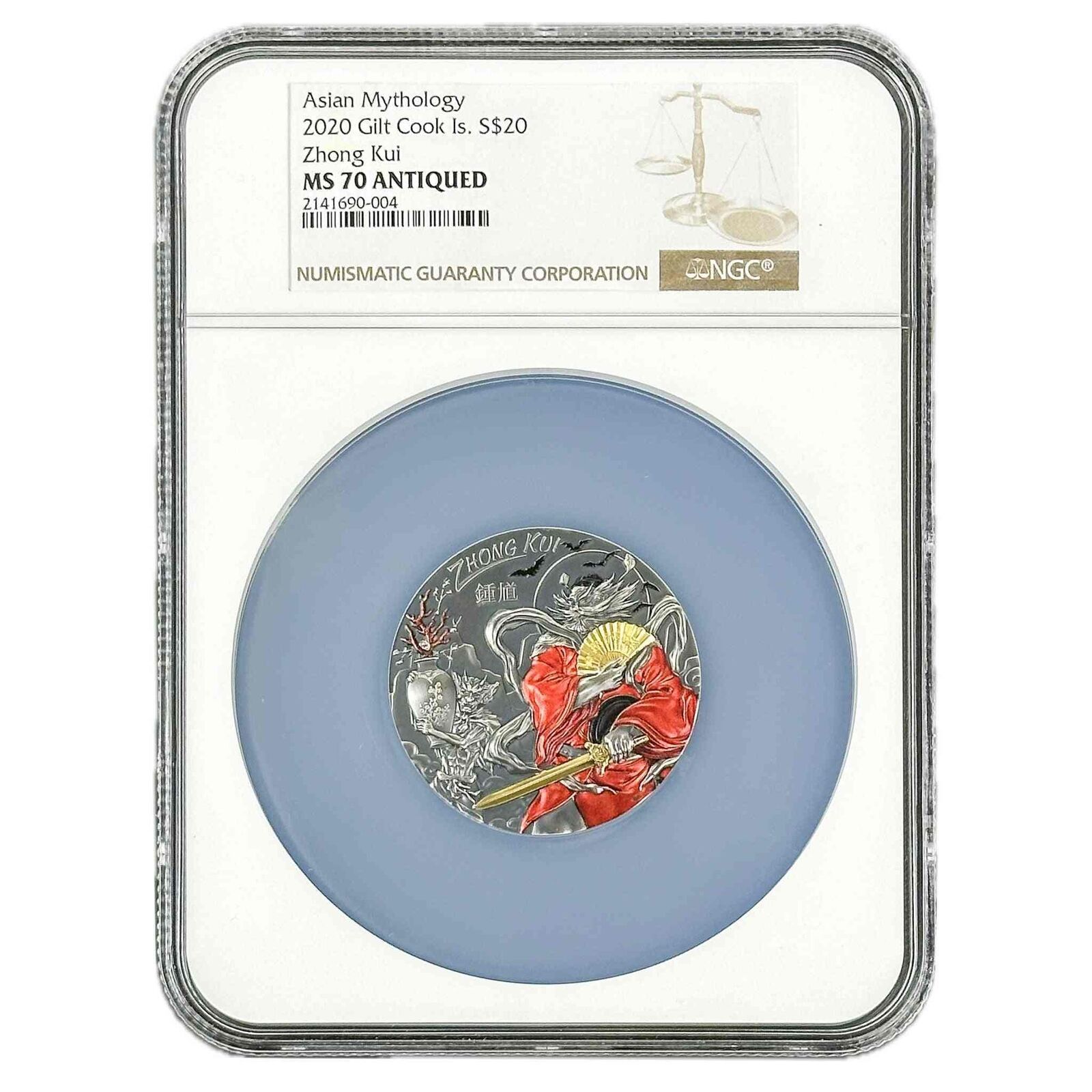 Zhong Kui Silver Coin - Asian Mythology | 3 oz MS70 Cook Islands