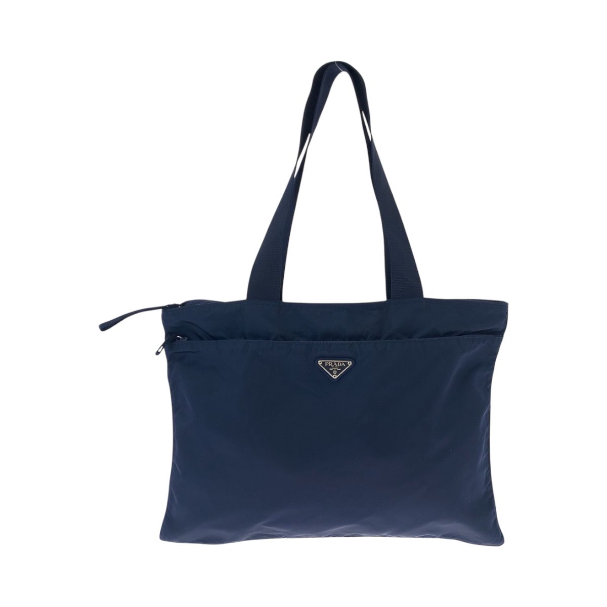 美品 PRADA プラダ テスート 三角ロゴプレート ネイビー