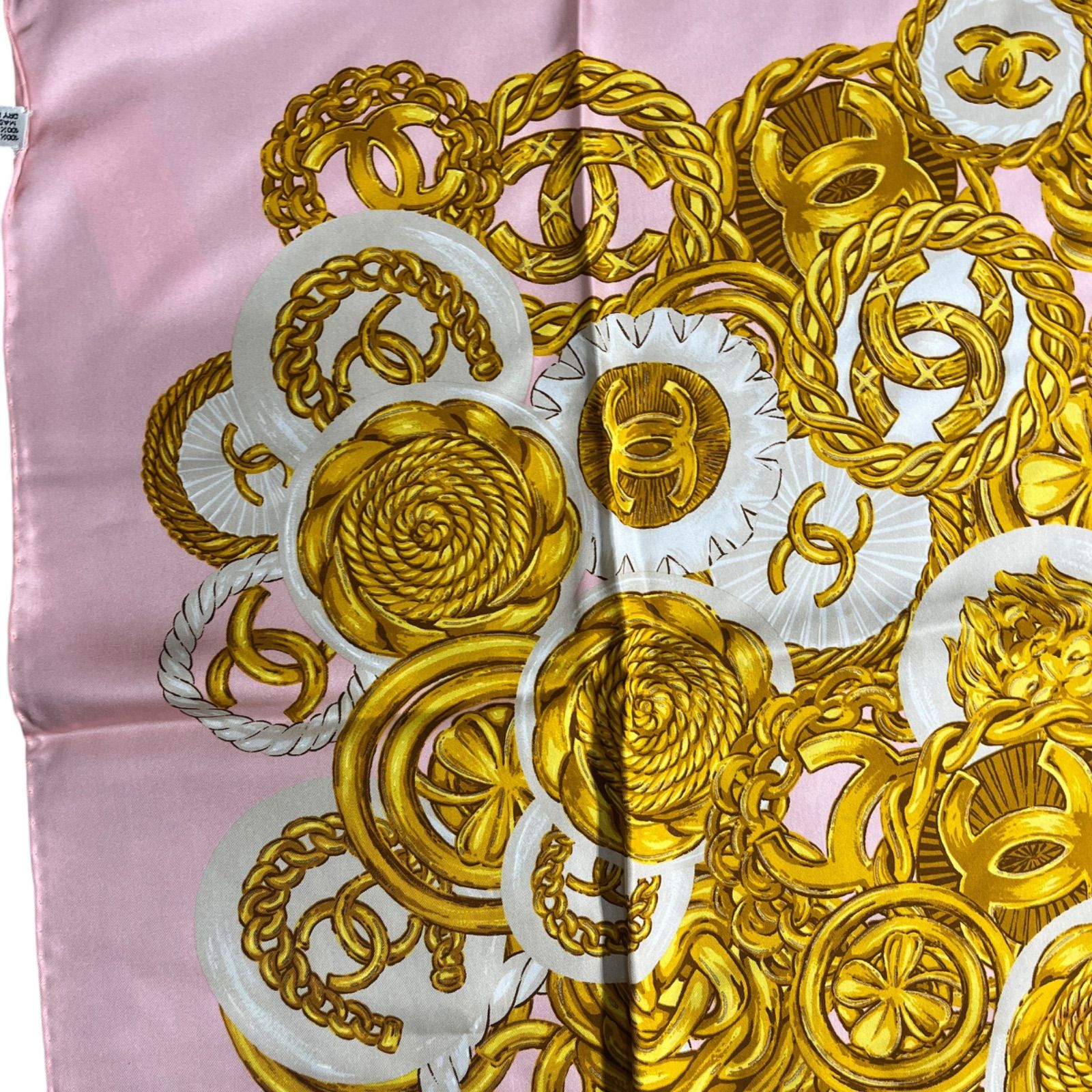 ○ 美品 シャネル ヴィンテージ クラシカル チェーン柄 シルク 大判