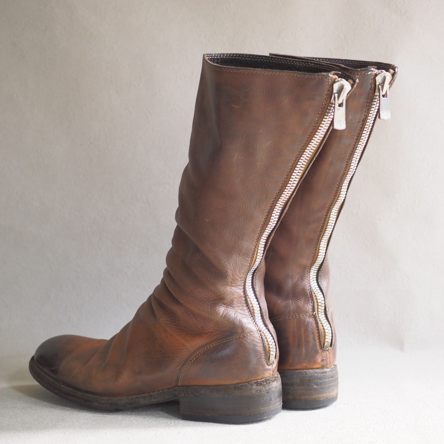 美品☆ グイディ GUIDI バックジップ ブーツ 37 23.5cm ブラウン