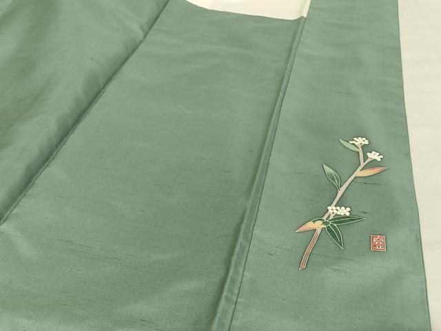 平和屋着物○本加賀友禅作家 成竹登茂男 白山紬 色無地 湊鼠色 銀座お  