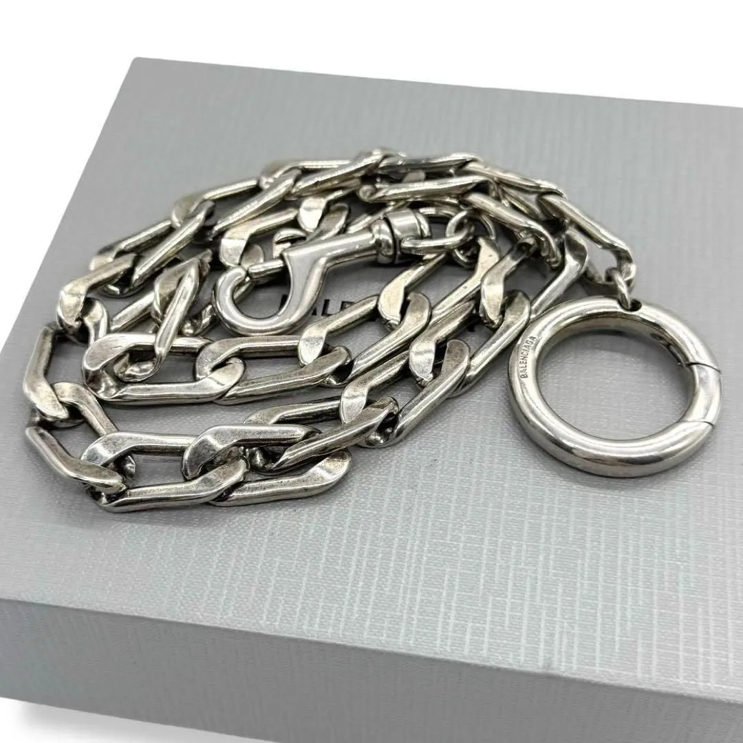 BALENCIAGA 手錠チェーンネックレス　ウォレットチェーン 箱付 バレンシアガ ウォレットチェーン ネックレス シルバー カラビナ