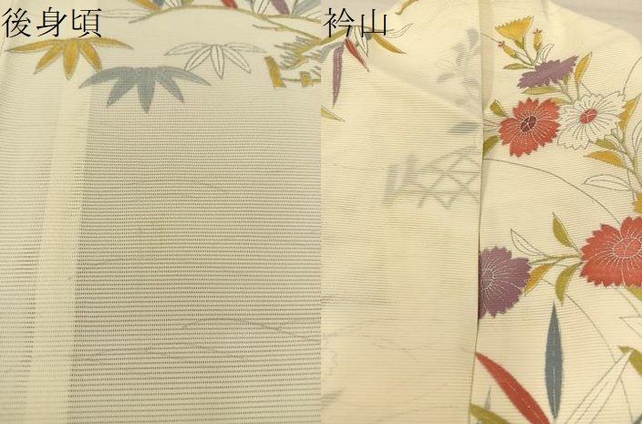 平和屋着物＊夏物 訪問着 絽 駒刺繍 雲重ね花文 銀彩