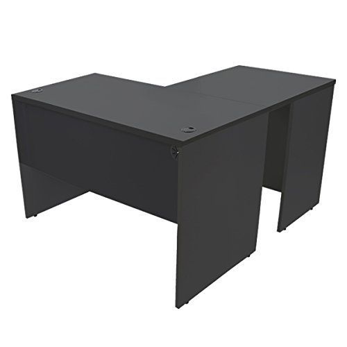 ワークデスク L字型 約W120×D130×H74 幕板 ゲーミングデスク L字デスク L型 サイドデスク 連結 オフィスデスク エグゼクティブ パソコンデスク PCデスク wdesk-12060-f2 (カラー:ブラック)(設置個所:1