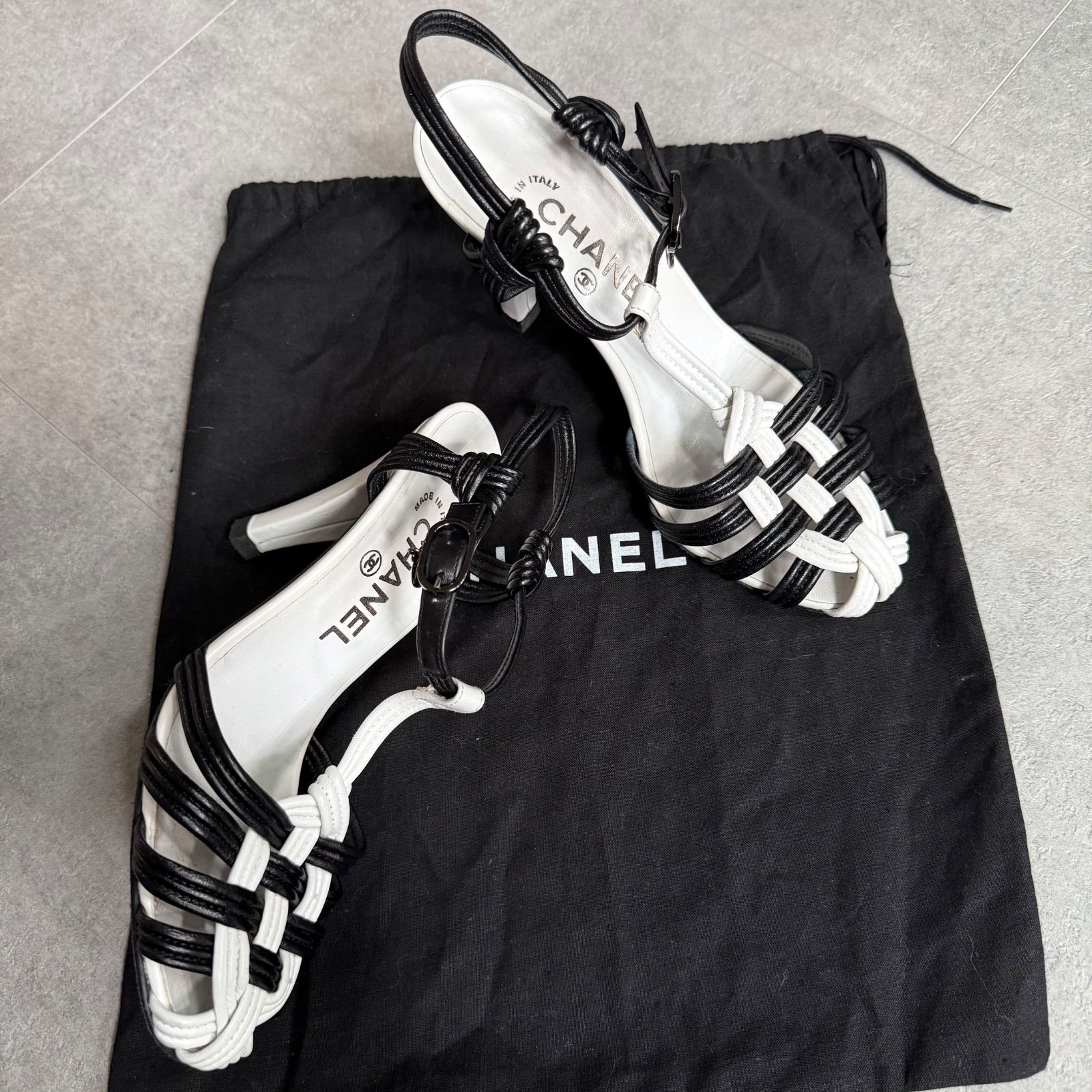 CHANEL シャネル ココマークチャーム 編み込み レザー サンダル 