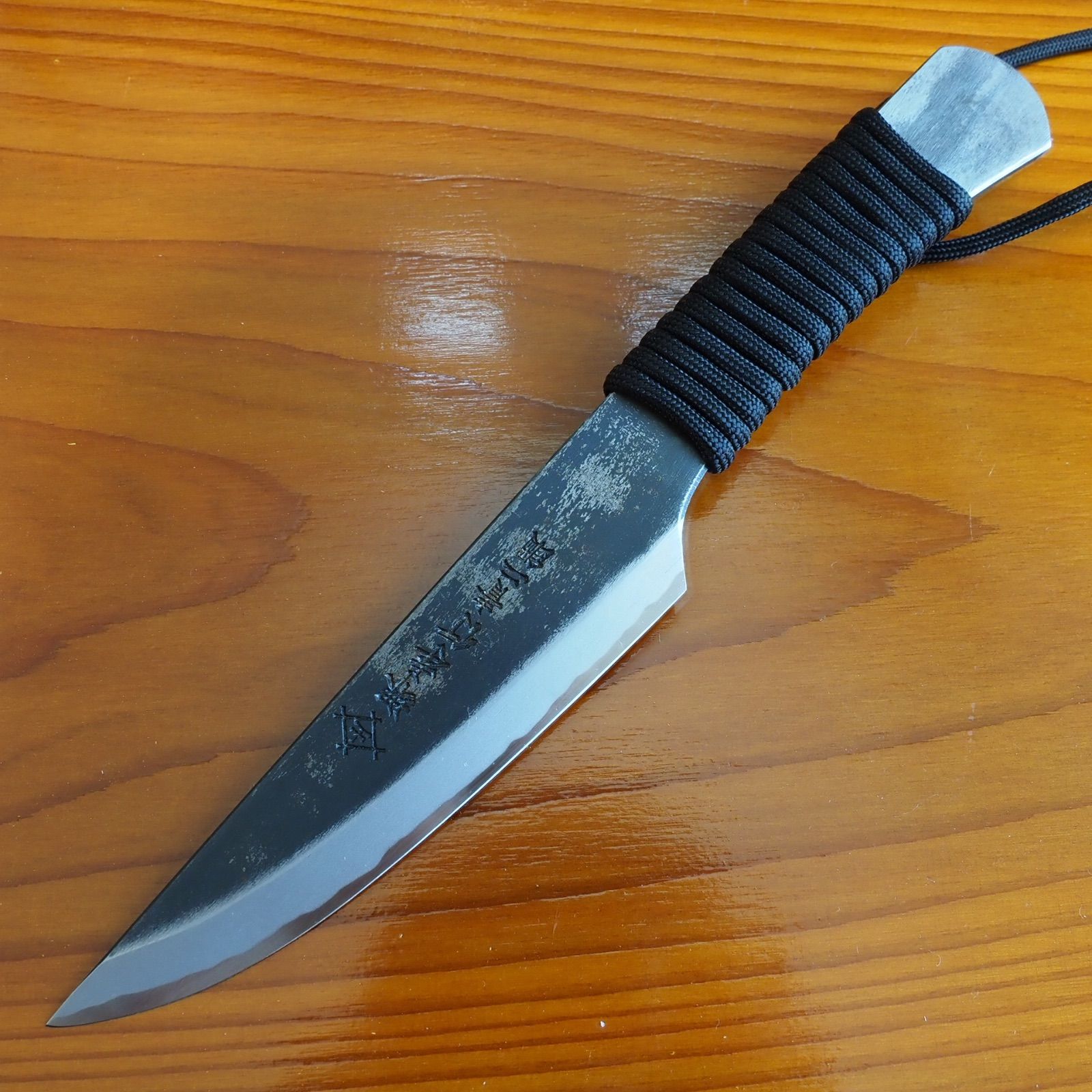 堺鍛冶士 土井逸夫作 焔カスタムナイフ 120mm 黒コード 青二鋼