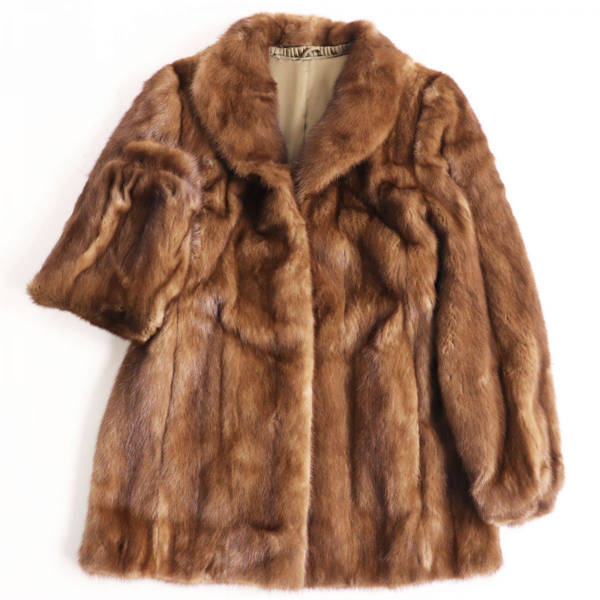 美品●MINK ミンク 本毛皮ショートコート ジャケット ブラウン 11号 毛質艶やか・柔らか◎