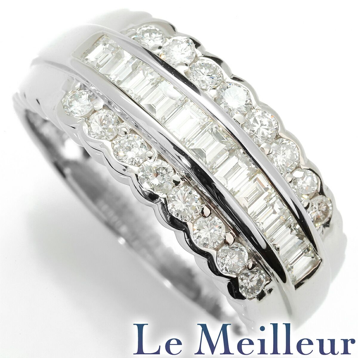 ju286】 リング Pt900 プラチナ ダイヤモンド 0.329ct/0.100ct 12号 未  