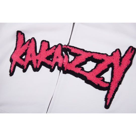 KaKazzy】ゲンガー ホワイト フルジップ パーカー 男女着用可 ユニ