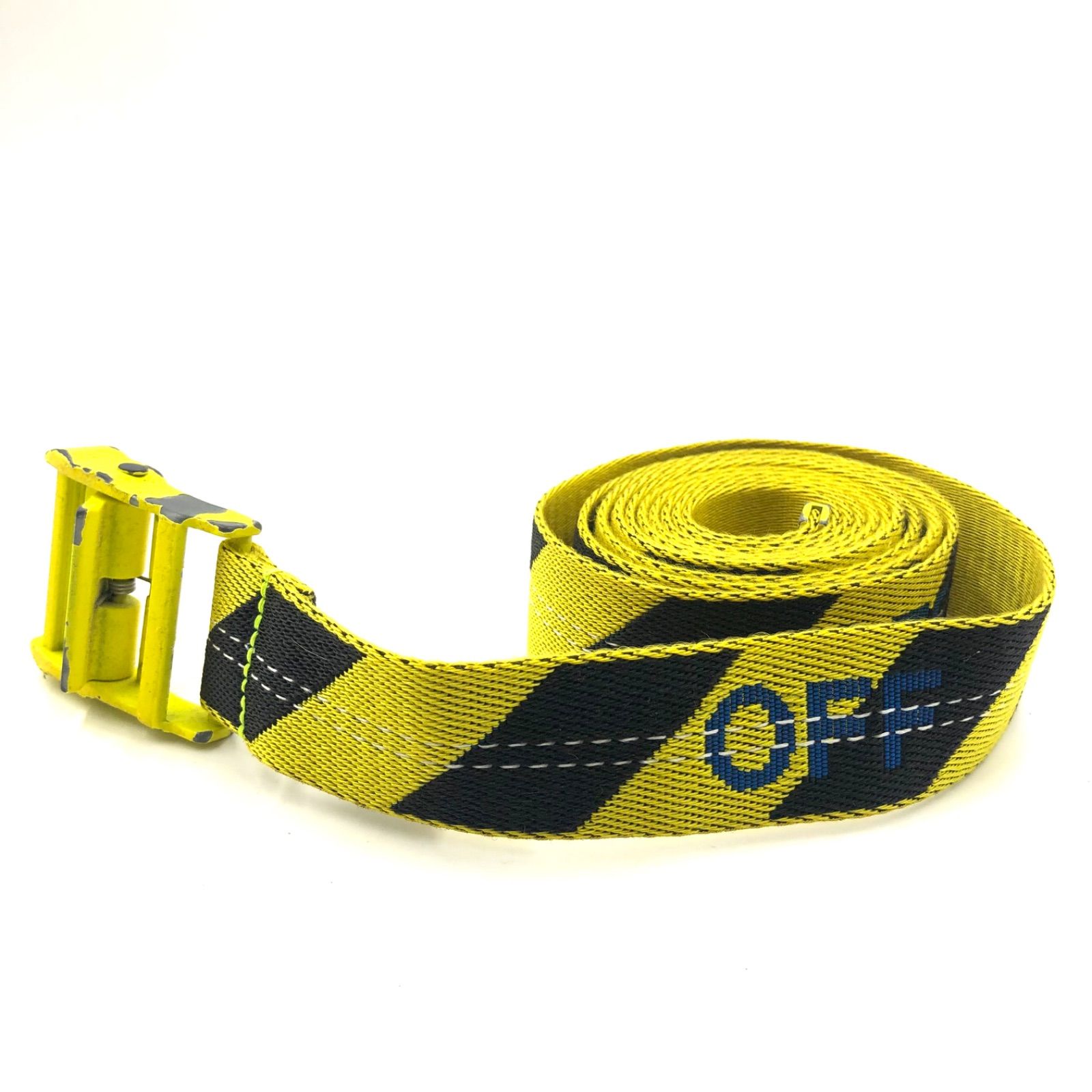 Off White  オフホワイト　DIAG INDUSTRIAL BELT　ベルト　ポリスライン柄　警戒色　産業色　イエロー×ブラック　タグあり　イタリア製