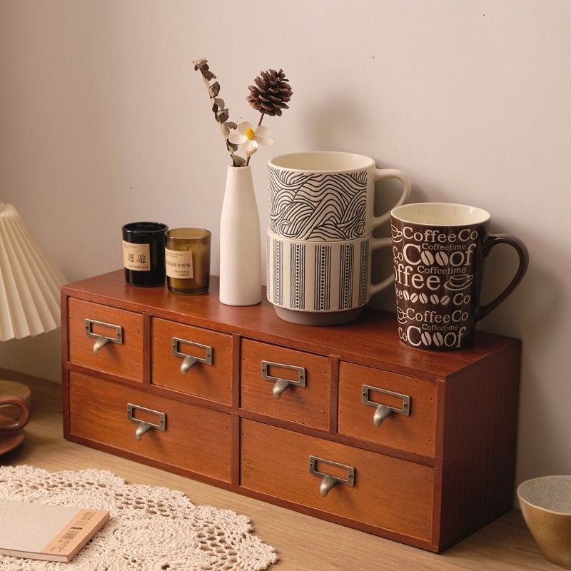 小物入れ　引出し　アンティーク　雑貨 木製アンティーク雑貨 収納 引き出し レトロ ｜卓上収納ボックス