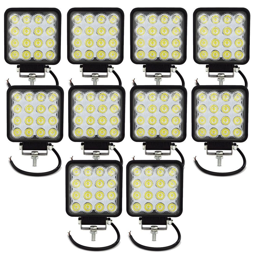 LED ワークライト 12V 24V 兼用 48W 6000K ホワイト 防水 作業灯 デッキライト 投光器 車幅灯 照明 トラック 10個セット