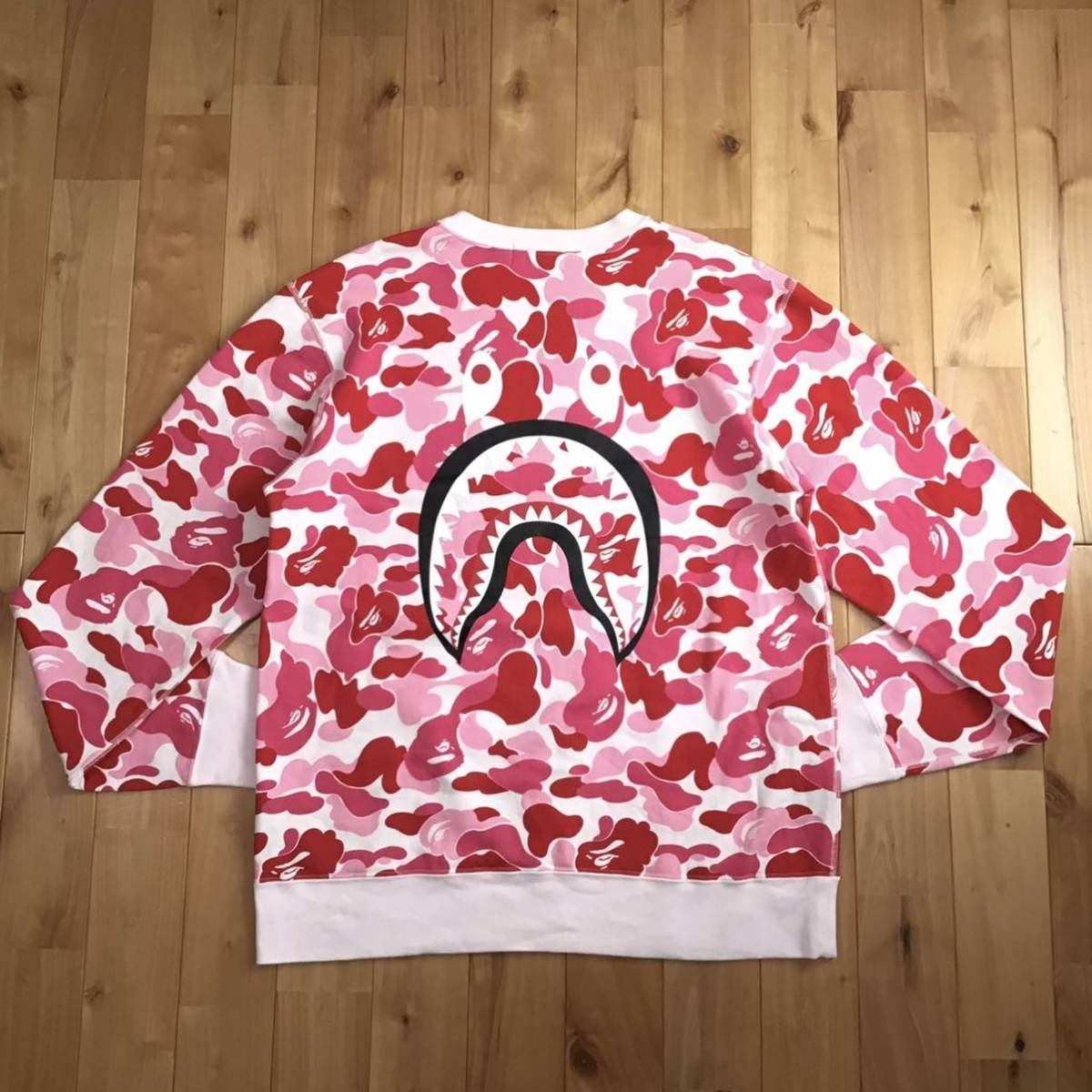 ★XL★ ABC camo pink シャーク 長袖スウェット a bathing ape BAPE shark sweat エイプ ベイプ  アベイシングエイプ ABCカモ ピンク