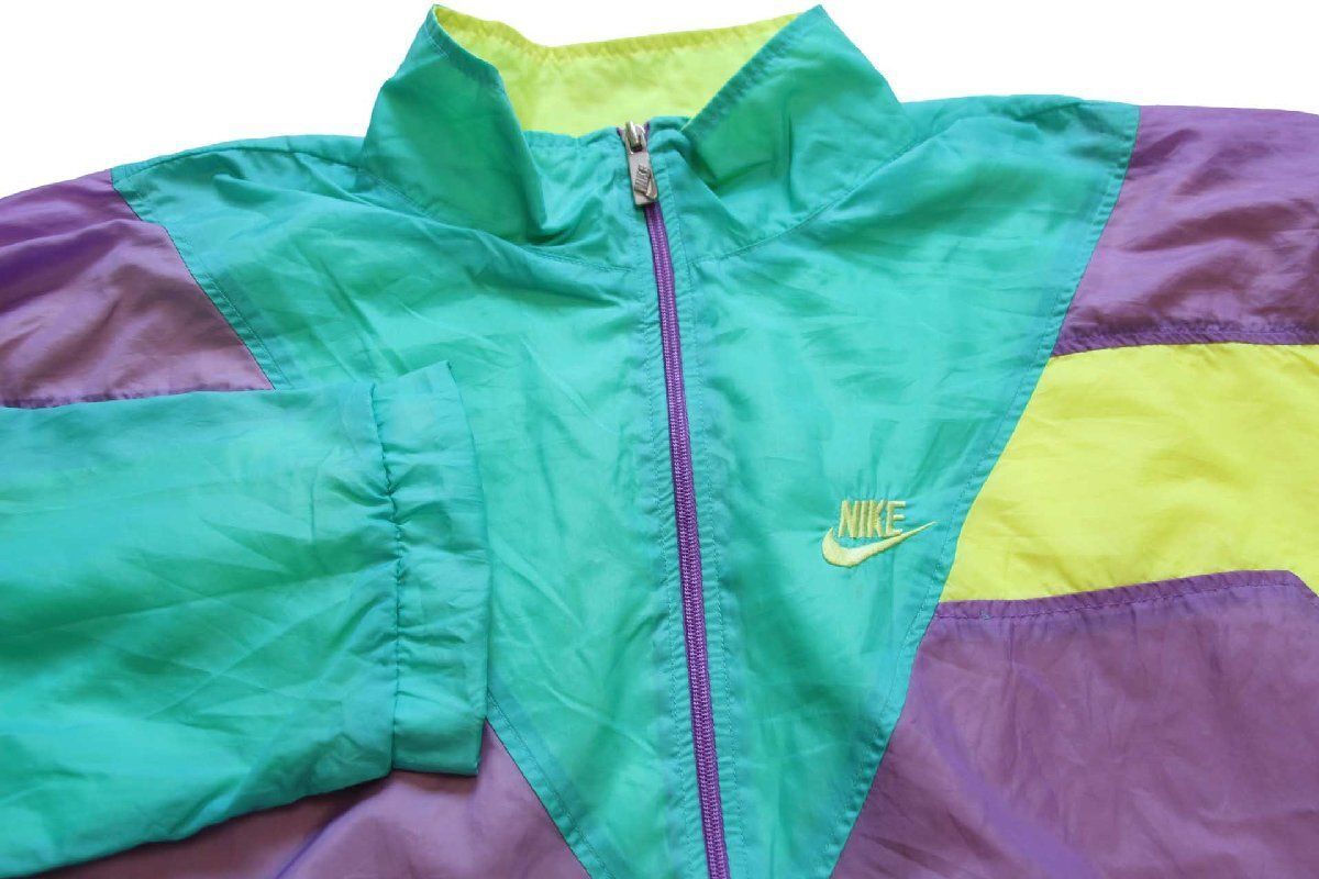 90s NIKEナイキ ロゴ刺繍 マルチカラー 切り替え ナイロン