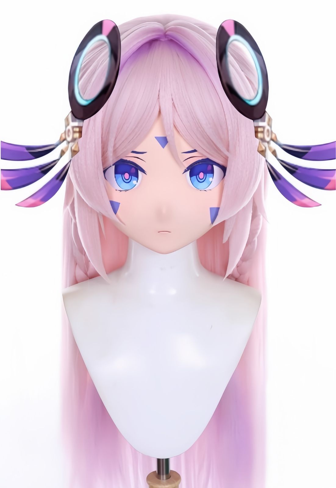 全頭マスク カツラ付き NO.895 フルマスク ドール ヘッドロリータ人形 全頭面 コスプレ 変身 仮装 着ぐるみ 二次元 コスチューム