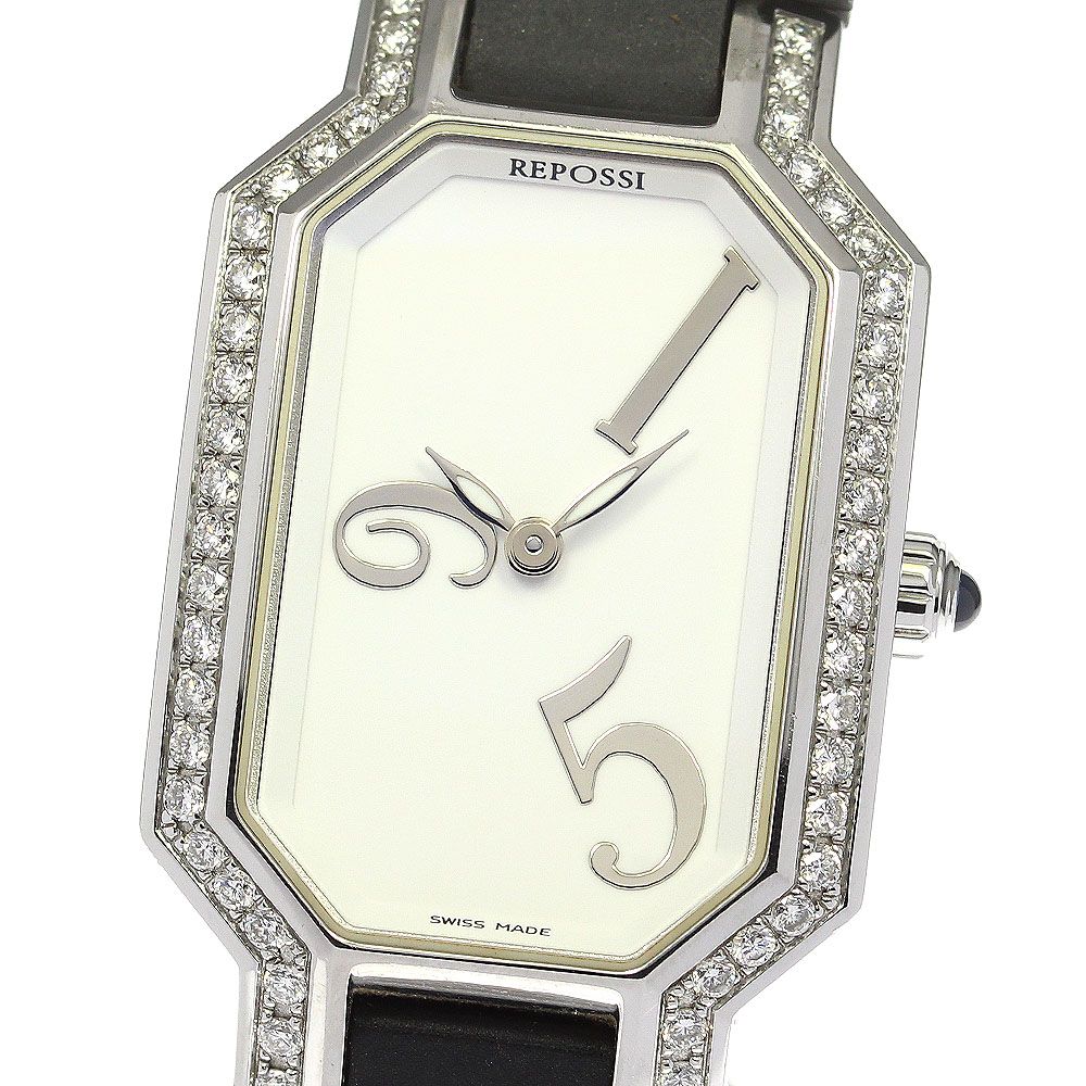 レポシ REPOSSI R2SQ ダイヤベゼル クォーツ レディース良品_ 