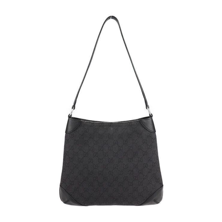 GUCCI ロゴパターン ショルダーバッグ GUCCI グッチ ショルダーバッグ 196140 キャンバス レザー ブラック GG