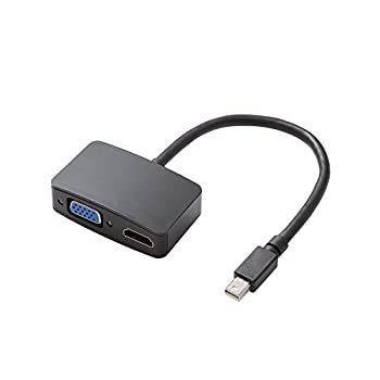 ELECOM 映像出力ケーブル surface対応 mini Display Portオス-HDMIメス&VGAメス変換 0.15m TB-MDPHDVGABK