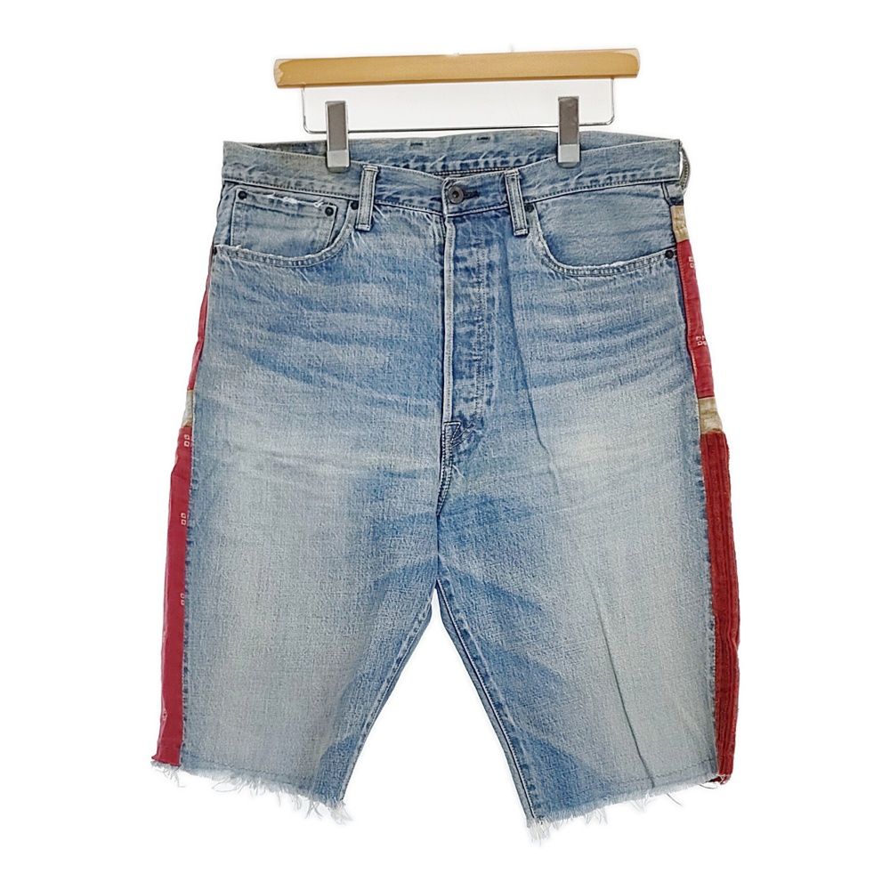 KAPITAL KOUNTRY パッチワーク 36 コットンリネン カットオフ ショートパンツ ハーフパンツ ブルー メンズ キャピタルカントリー【中古】5-1014S