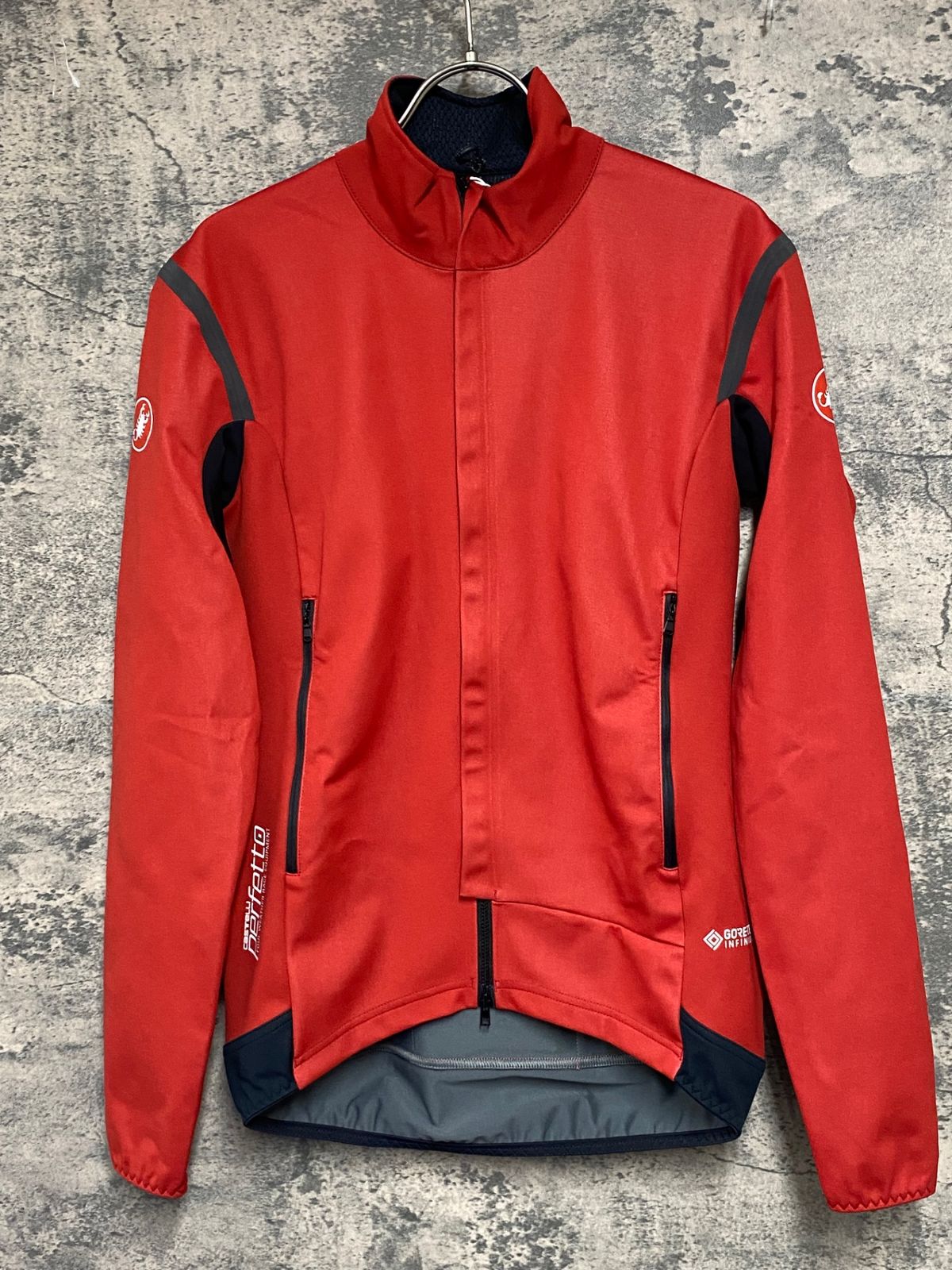 JJ386 カステリ CASTELLI ロッソコルサ ROSSO CORSA perfetto 長袖 サイクルジャケット 赤 黒 M 裏起毛 GORE-TEX INFINIUM
